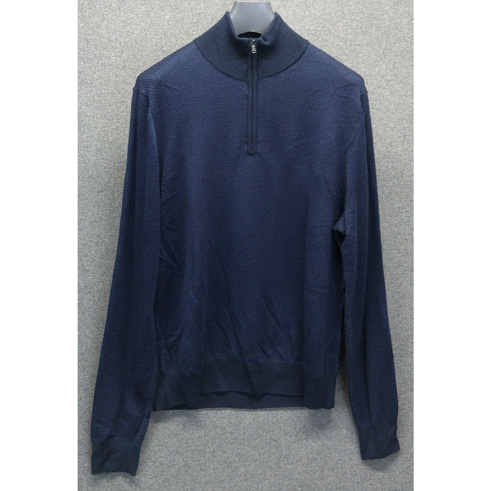 Stewart of Scotland Men's 1/4 zip Wool Blend Sweater Blue